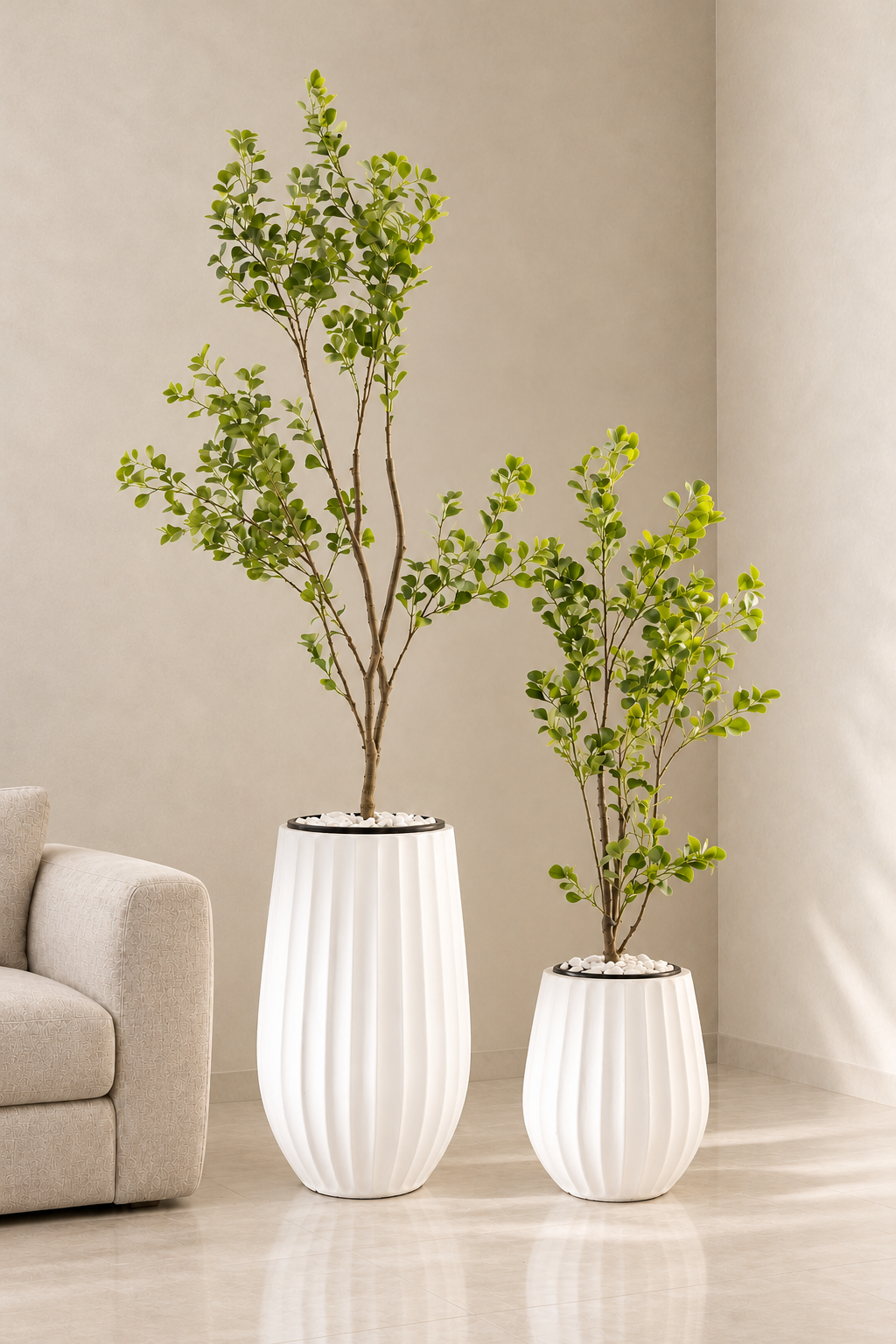 זוג כדי Elegance בשילוב עצי בניאן מלאכותיים